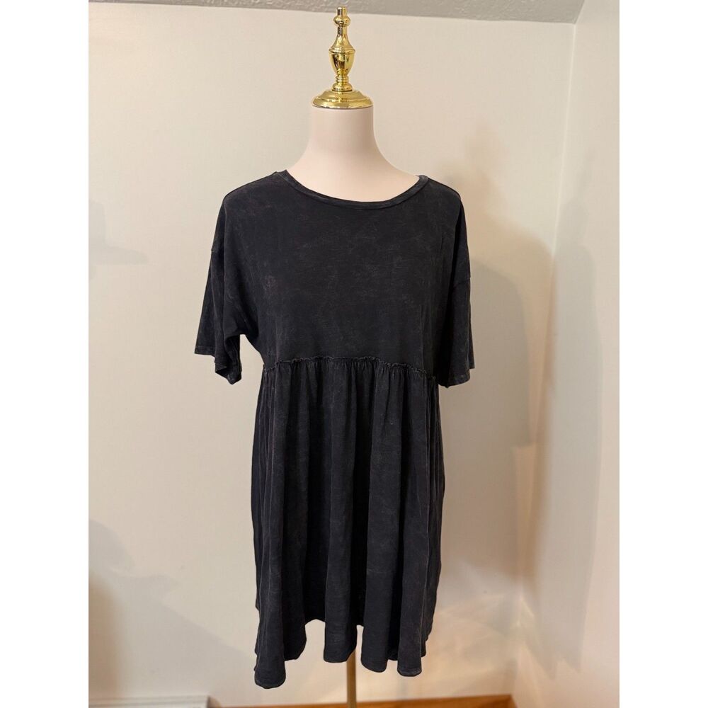 Billabong Mineral Wash Babydoll T-Shirt Dress Women’s S Black Cotton